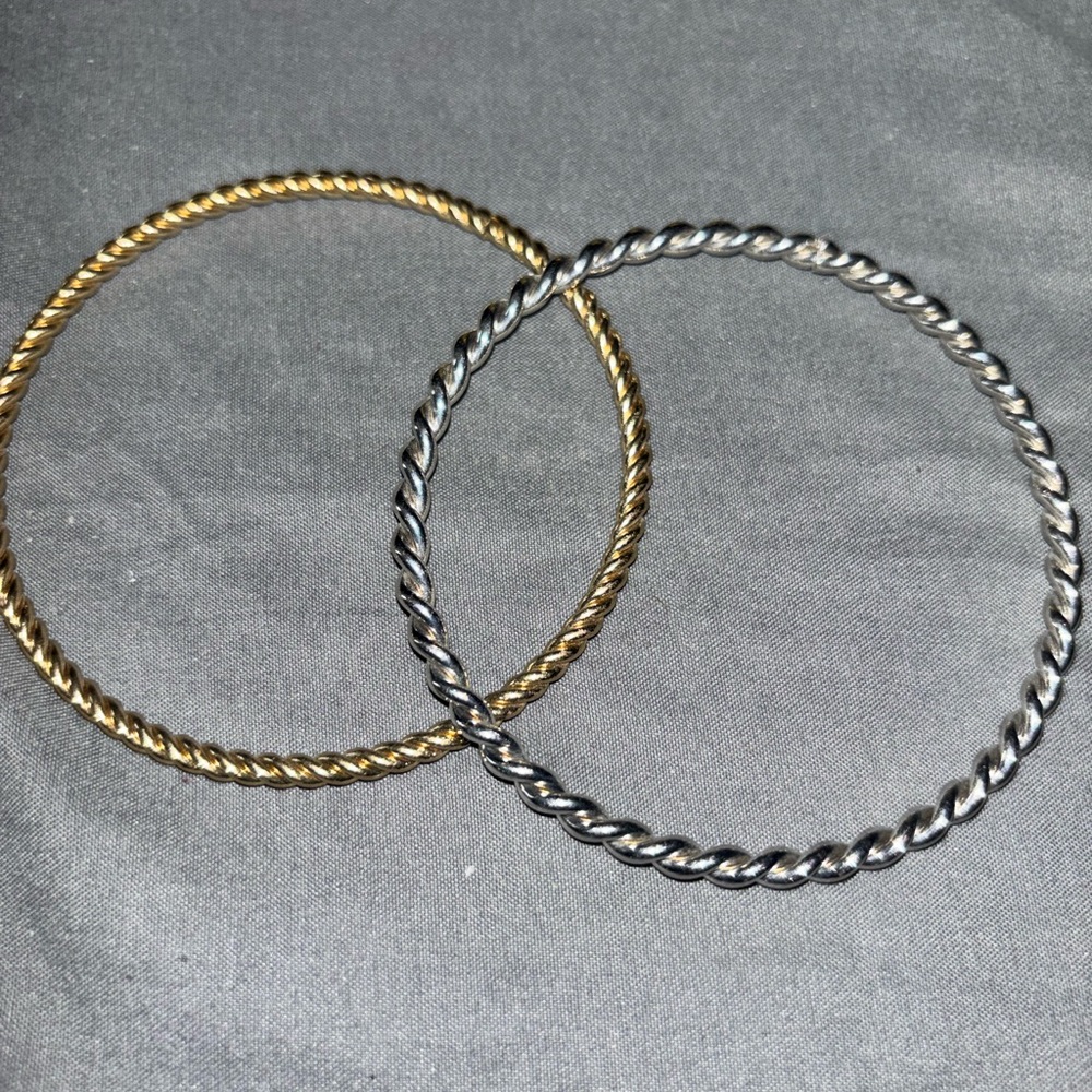 Elegant Gold and Silver Bangle Set - Picture 2 of 10